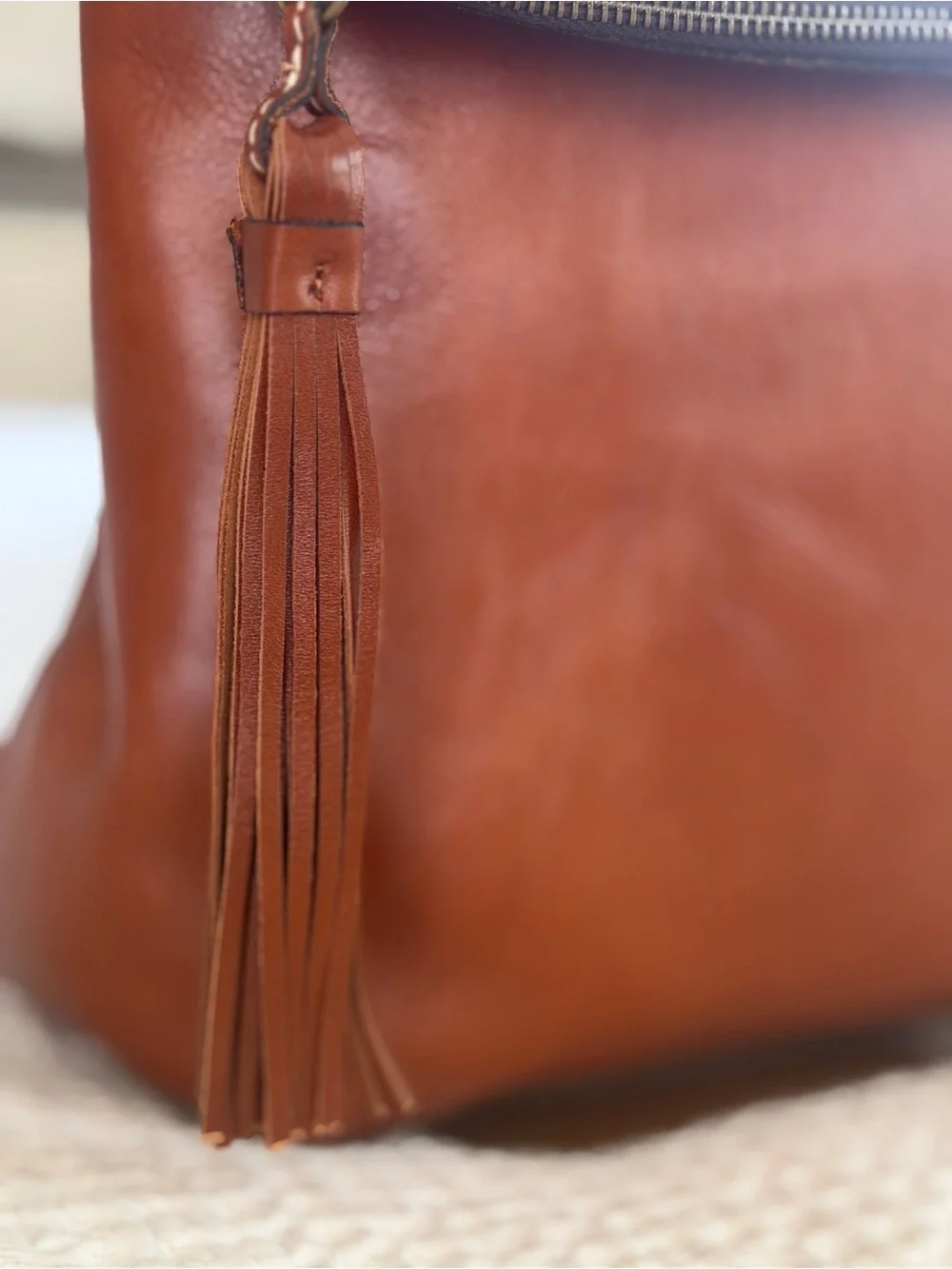 Patricia Nash Luzille Leather Convertible Backpack Tote Tan